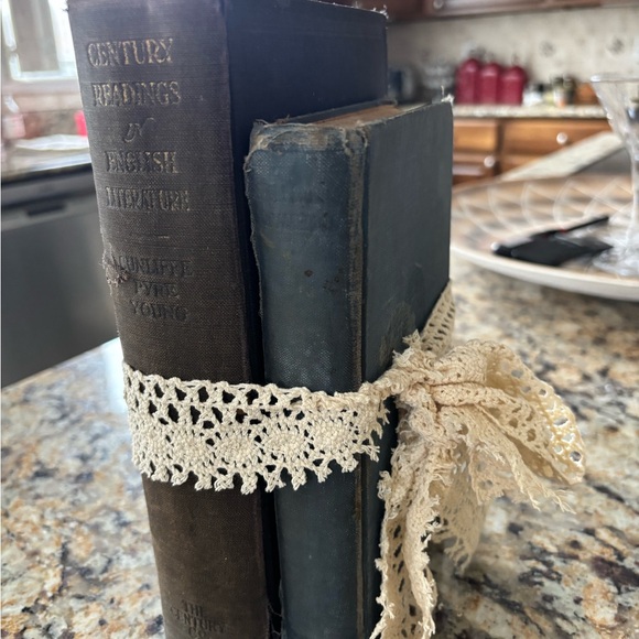 DIY Other - Antique Book Set with Lace Ribbon 1924 Century Readings and 1921 Short Stories